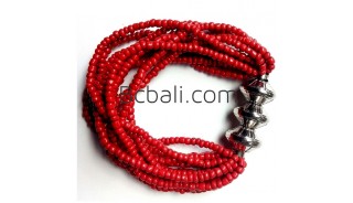 bali beads bracelets stretch red handmade jewelry