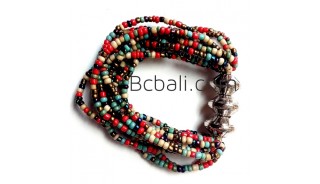 bali beads color multi strand bracelets stretch 