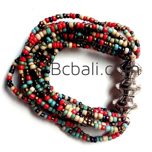 bali beads color multi strand bracelets stretch bali beads color