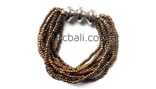 bali golden beads multi strand bracelets stretches 