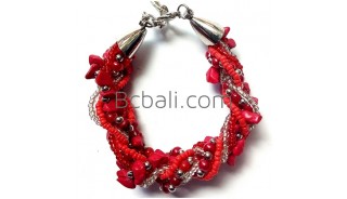 red stone beads bracelets charm accessories bali