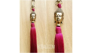 budha bronze gold tassels caps key ring bali red