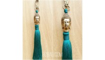 buddha head bronze carving gold tassels caps key ring 