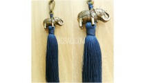 keyrings tassels polyester bronze golden elephant caps 