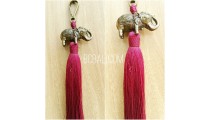 keyrings tassels bronze golden elephant caps polyester 