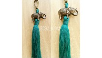 key rings tassels bronze golden elephant caps polyester bali 