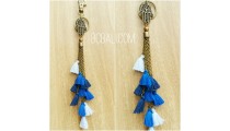 multi tassels key chains charms polyester blue 