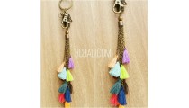 multi tassels key chains charms polyester bali mix color