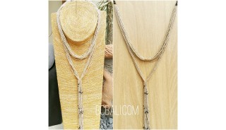 multiple strand beads beige necklaces double