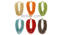 multiple strand bead necklace short solid color made in bali