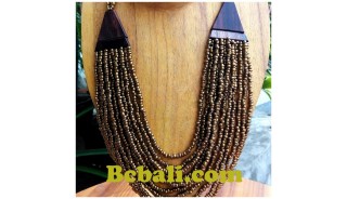 two color shown necklace chokers seed bead wood ethnic design.