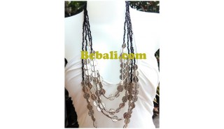 casandra black bead charm necklaces