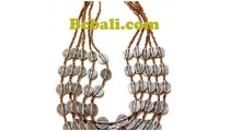 charming choker necklace 5strand glass bead gold 