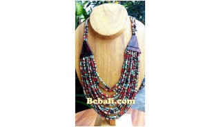 mixed color glass bead choker ethnic design necklaces bali