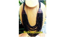 necklace choker multiple bead strand with wood