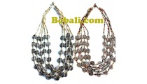 two color choker necklace 5strand bead charm