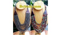 two color necklace chokers seed bead wood ethnic 