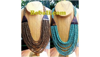 two color shown necklace chokers seed bead wood ethnic design.