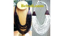 two color shown necklaces choker strand beading wooden ethnic design