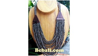 two color necklace chokers seed bead wood ethnic 