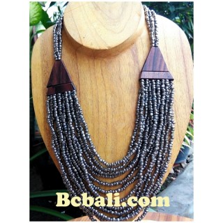 unique glass bead multiple choker necklace handmade bali