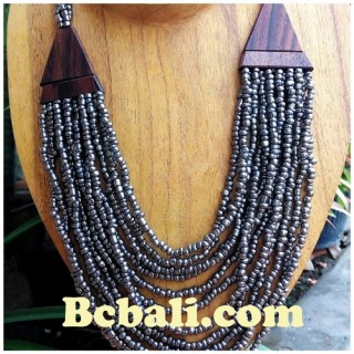 unique glass bead multiple choker necklace handmade bali
