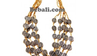 untique bead beige color 5strand necklace handmade bali