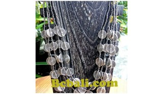 women fashion necklace charm choker 5strand glass beads