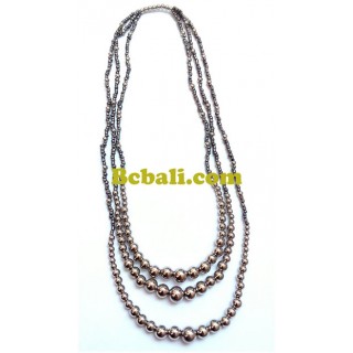 bali triangle silver boll beaded necklace handmade
