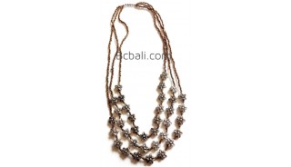 golden glass beads flowers necklaces triangle strand