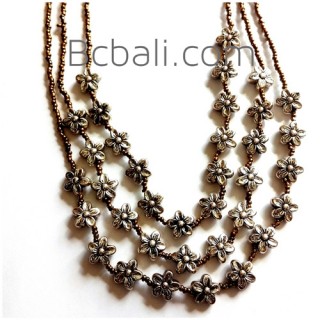 golden glass beads flowers necklaces triangle strand