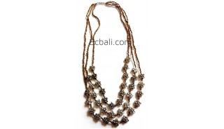 golden glass beads flowers necklaces triangle strand