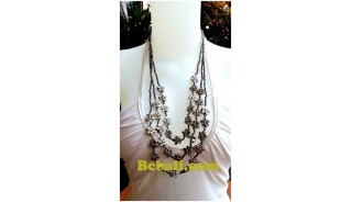 silver bead triangle strand flowers necklace fashion