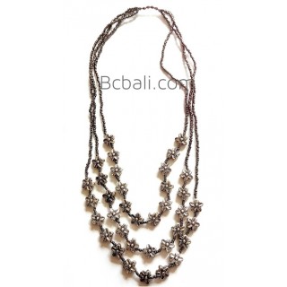 silver bead triangle strand flowers necklace fashion
