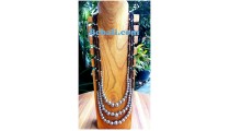 three layer necklaces bead metal boll silver
