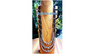 three layer necklaces bead metal boll silver