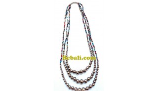 mix glass beads three strand fashion necklaces multi color