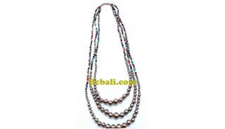 mix glass beads three strand fashion necklaces multi color