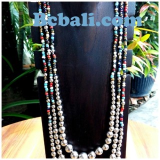 mix glass beads three strand fashion necklaces multi color