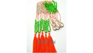 colorfull beading stone necklaces tassels fashion crystal