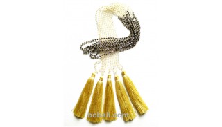 natural beige color crystal necklaces pendant tassels