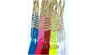 necklaces tassels all mix color wood bead with stones