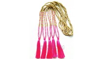 balinese necklaces tassels two color wooden bead with stone