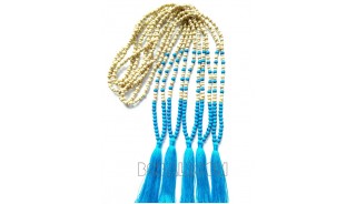 necklaces tassels two color wooden beads with stones