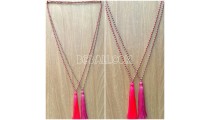 2color long seed crystal tassel necklace handmade bali