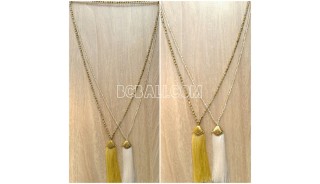 2color long seed mono tassel necklace handmade bali