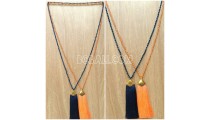 2color long strand crystal tassel necklace golden chrome