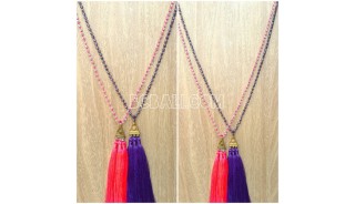 3color triangle chrome tassels necklaces bead crystal