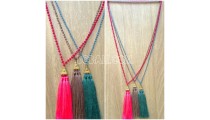 3color triangle chrome tassels necklaces bead crystal bali