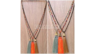 3color tassel necklaces bead crystal design Chrome
